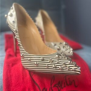 Christian Louboutin studded striped pumps